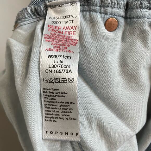 Topshop Straight Leg Jeans 28 Womens Button Fly Denim Distressed Open Knee - Picture 6 of 6